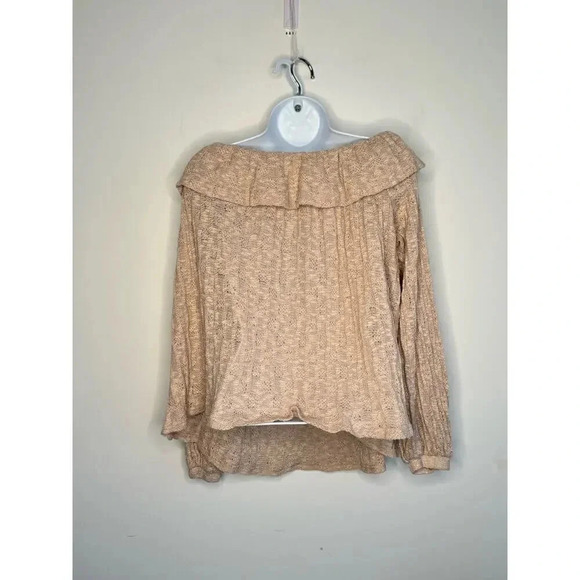 Easel Womens Knitted Off The Shoulder Ruffle Knitted Top Romantic Boho SIZE S - Picture 7 of 7
